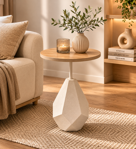 طاولة خدمة خشب مفرد 45*45 HM634 BEIGE WOOD