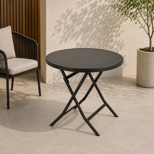 طاوله كافيه دائري تصفيط GS-06 BLACK 80*80