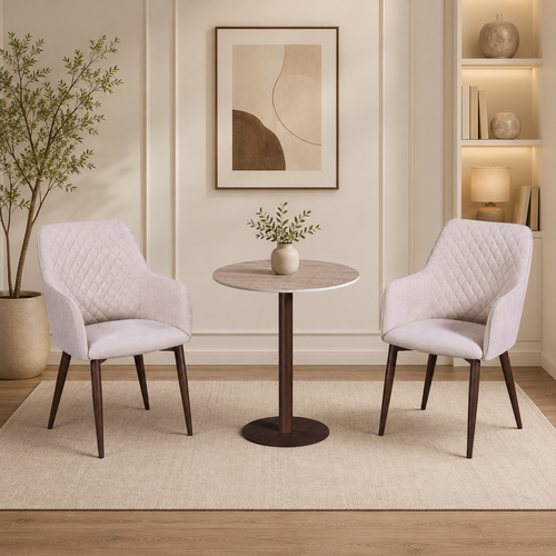 طقم كرسيين و طاولة 1+2 TS-02 BROWN/WOOD