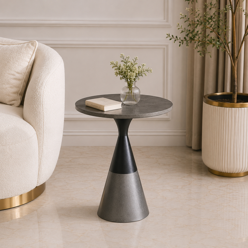 طاولة خدمة ميلامين دائري 55*55 S08 GREY/BLACK