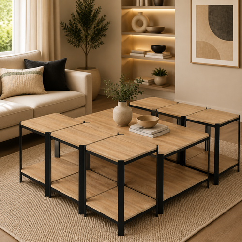 طقم شاي خشب مستطيل 1+6 C175 WOOD