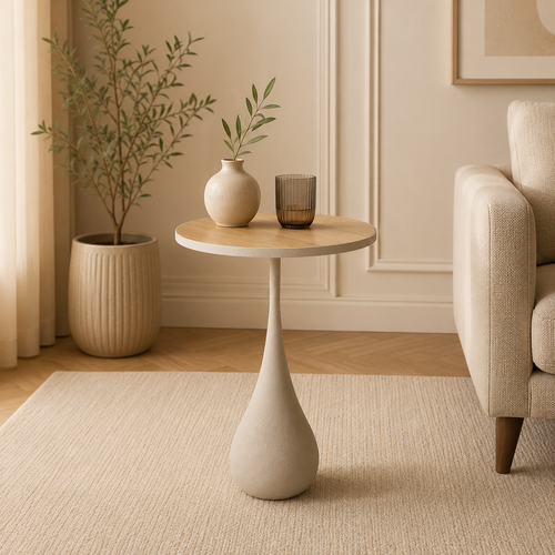 طاولة خدمة خشب مفرد 45*45 HM635 BEIGE WOOD