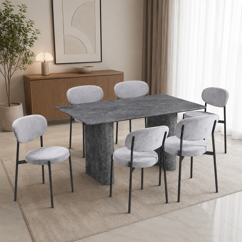 طاولة طعام خشب 6 كرسي M-034 GREY/GREY