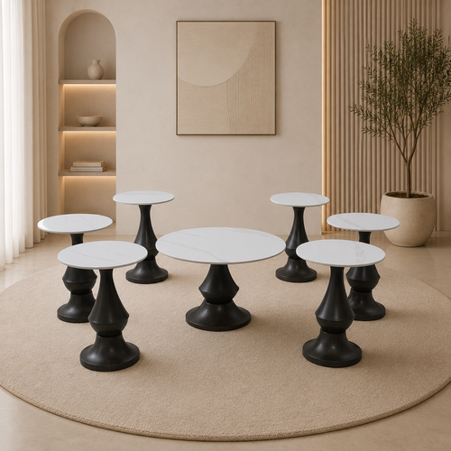 طقم شاي سيراميك دائري SHS-018 WOOD 1+6