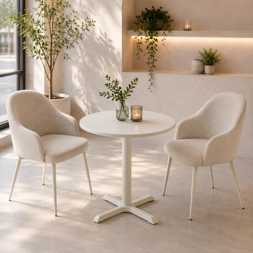 طاولة كافيه حديد T-17 OFF WHITE 70*70