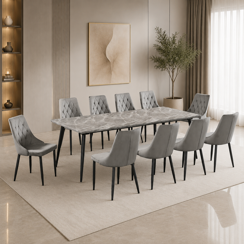 طاوله طعام رخام 10 كرسيM003-1 DARK GREY