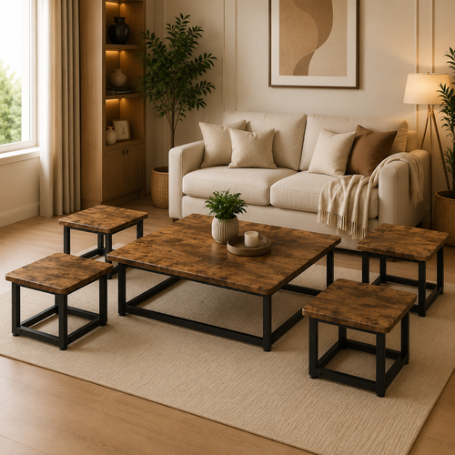 طقم شاي خشب ارضي 1+4 TS109 BROWN