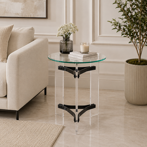 طاولة خدمة زجاج مفرد 45*45 BLACK 3019-1