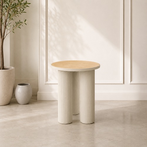 طاولة خدمة خشب مفرد 45*45 HM633 BEIGE WOOD