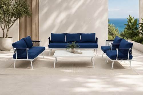 طقم كنب المنيوم 7شخص 211073 WHITE BLUE