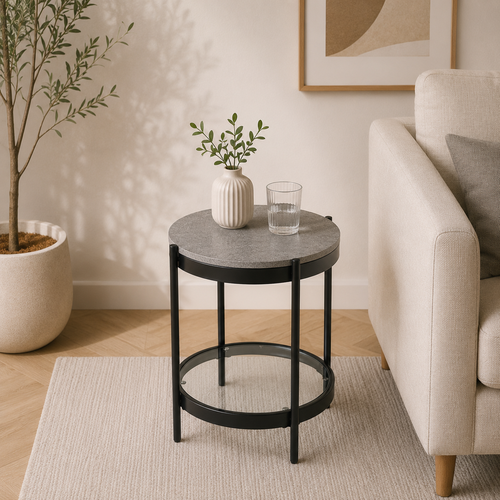خدمه مفرد خشب زجاج دائري 45*45 VPS-002 GREY