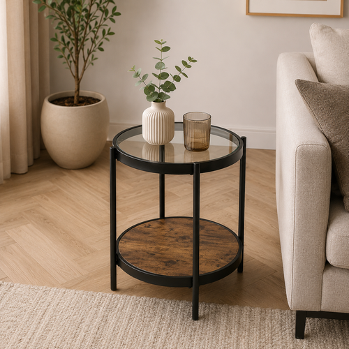 خدمه مفرد خشب زجاج دائري 45*45 VPS-008 BROWN A