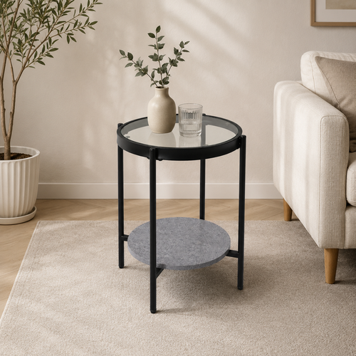 خدمه مفرد خشب زجاج دائري 45*45 C159S GREY