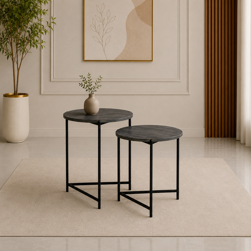 طقم طاولات خدمة خشب 1*1 GREY ST302