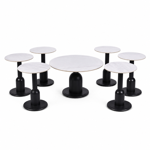 طقم شاي سيراميك دائري 1+6 B-1044 M.BLACK
