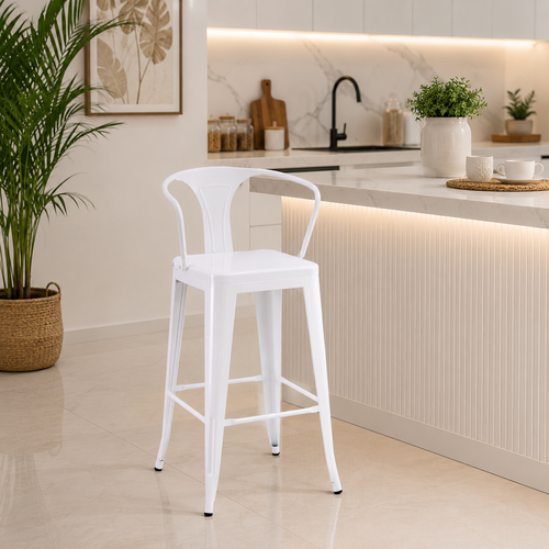 كرسي بار حديد  M-504 WHITE