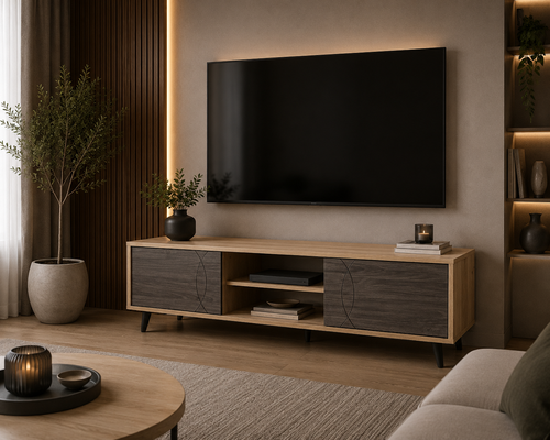 طاوله بلازمه ماليزي 140سم TV22 WOOD & GREY