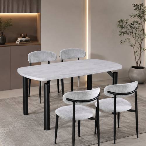 طاولة طعام رخام 4 كرسي M-025 GREY/GREY