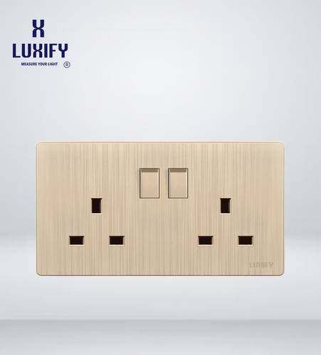 Double Socket With Switch Gold LUXIFY