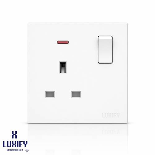 13A Wall Socket with Switch Slim White LUXIFY