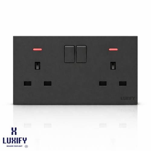 LUXIFY 13A Double Socket – Slim Black