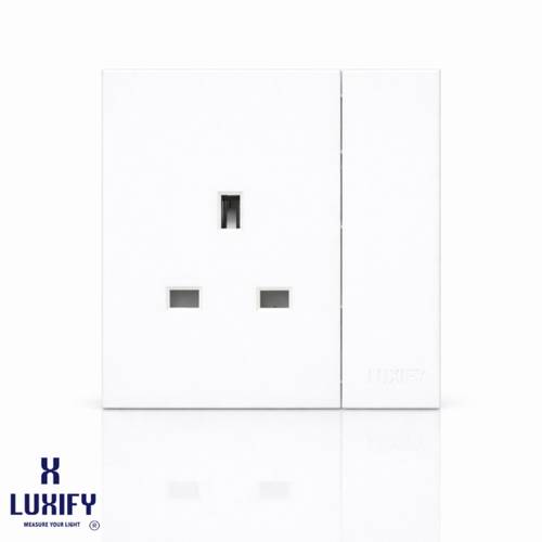LUXIFY 13A Socket + Single Slim Switch – White
