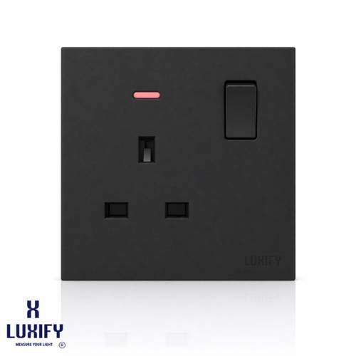 13A Wall Socket with Switch Slim Black LUXIFY