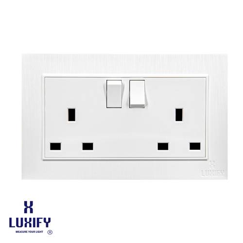 Double Socket With Switch White LUXIFY