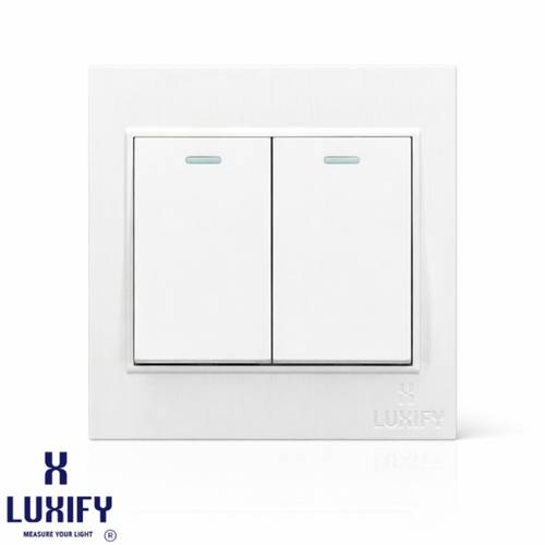 Light Switch 2 Gang 2 Way White LUXIFY