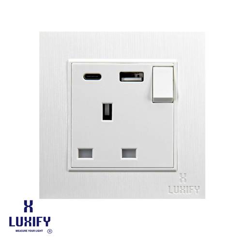 فيش 13 امبير+ LUXIFY USB + TYPE C  ابيض