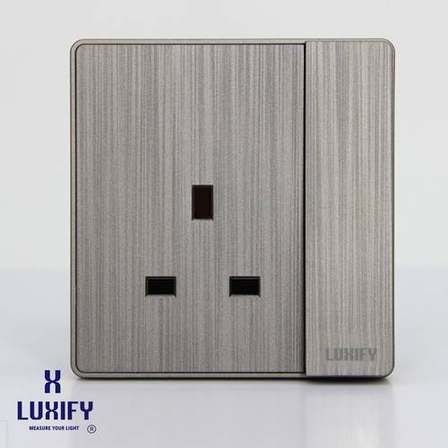Socket With 1 GANG 1 Way Switch Silver LUXIFY