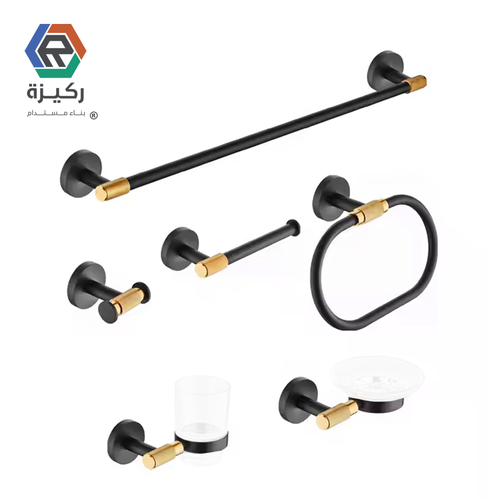 طقم اكسسوار 6 قطع OR اسود ذهبي ثقيل 706