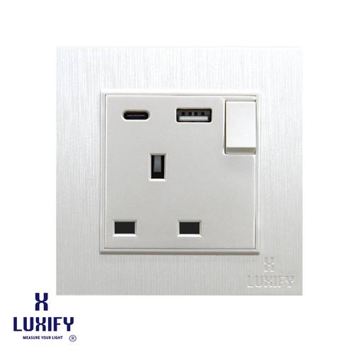 فيش 13 امبير+ LUXIFY USB + TYPE C  لؤلؤي