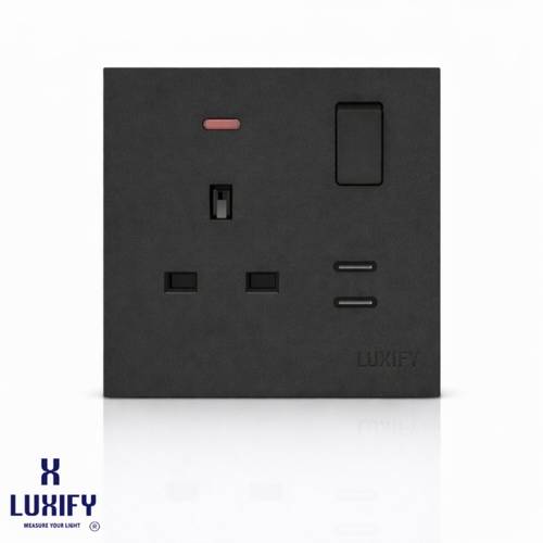LUXIFY 13A Socket + Dual Type-C Slim – Black