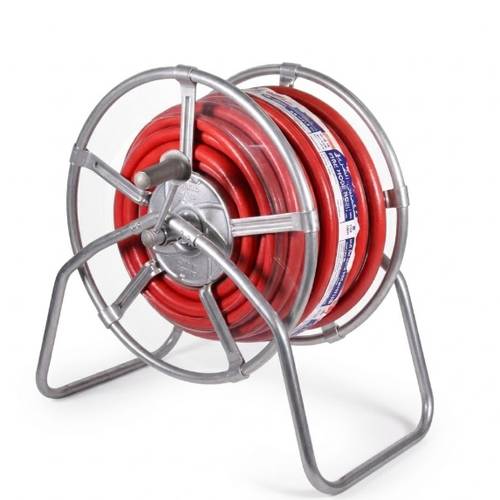 REEL with HOSE alayed garden hose crystal color -Red