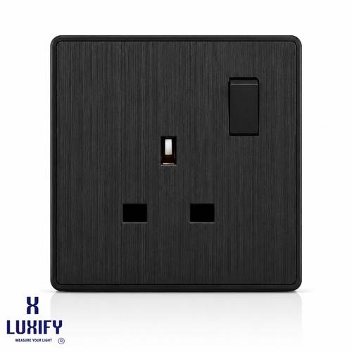  Socket with Switch 13A Black LUXIFY