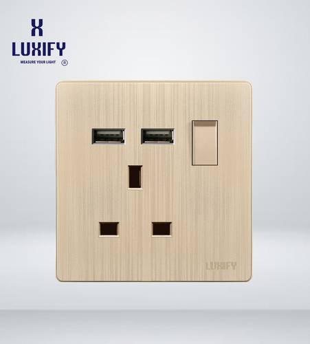Socket 13A with Switch (USB) Gold LUXIFY