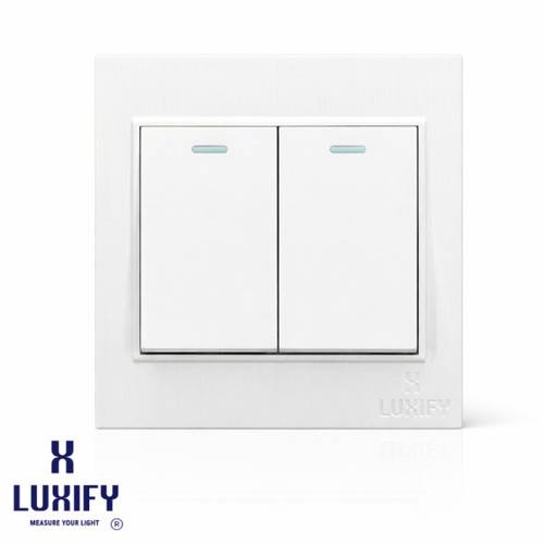 Light Switch 2 Gang 1 Way White LUXIFY