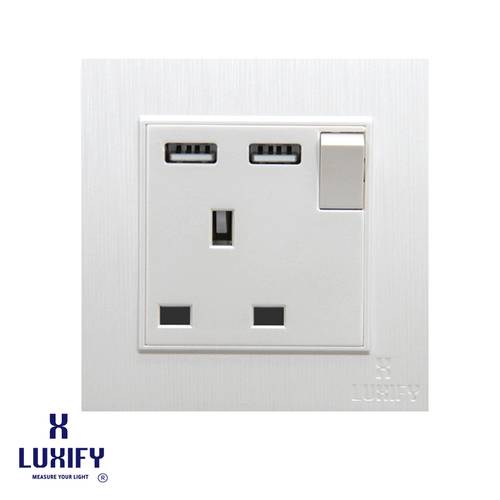 فيش 13 امبير مع  LUXIFY USB لؤلؤي