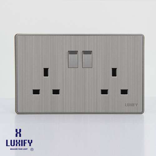 Double Socket With Switch Silver LUXIFY