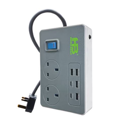 توصيلة رمادى 2 مخرج 4USB  + 2TYPE - C