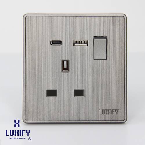 فيش 13 امبير+ LUXIFY USB + TYPE C  سلفر 