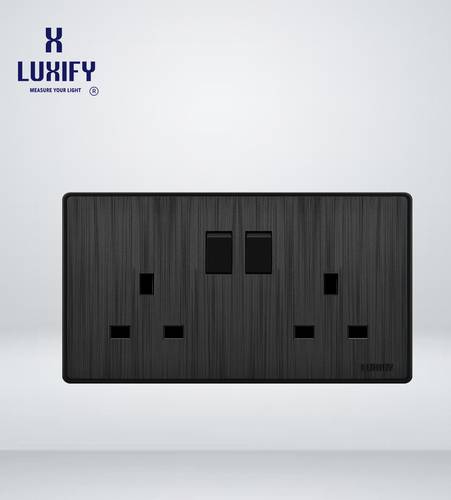  Double Socket With Switch Black LUXIFY 