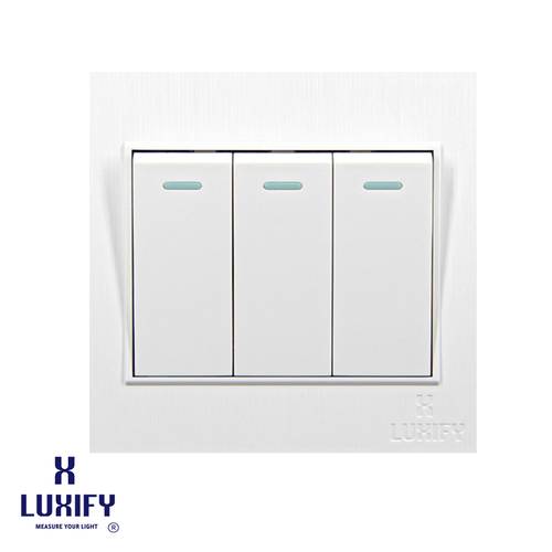 Light Switch 3 Gang 2 Way White LUXIFY