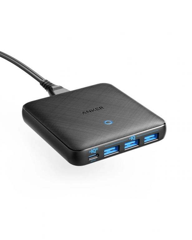 شاحن مكتبي عالي السرعة بقدرة 65 واط بمنفذ تايب سي و3 منافذ USB من انكر