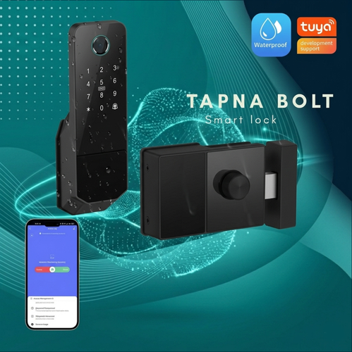 قفل باب خارجي ذكي مقاوم للمياه ببصمة وكود - Tapna Bolt