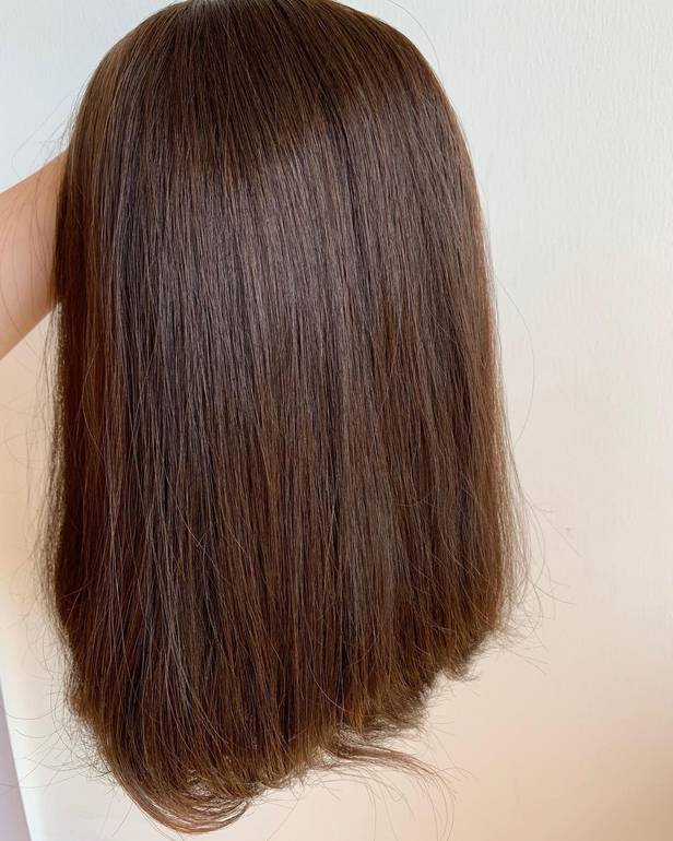 باروكه شعر طبيعي طول 14 انش جذور امامية كثافة 200 لون بني غامق جذور امامية