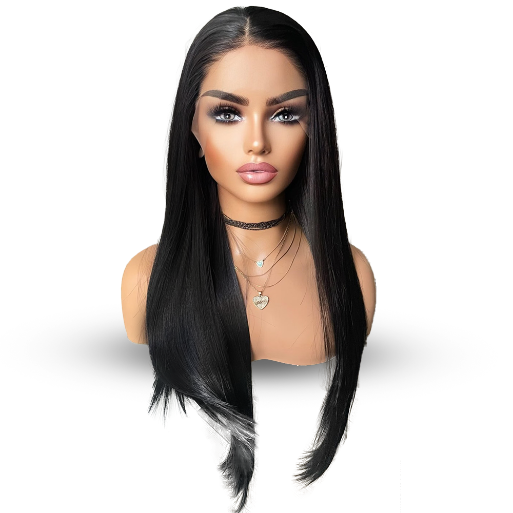 باروكة شعر طبيعي طول شعر 20 انش بلون اسود وكثافة شعر 200%