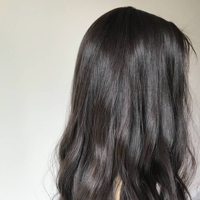 باروكة شعر طبيعي طول 20 انش ويفي كثافة 200% لون أسود جذور أمامية