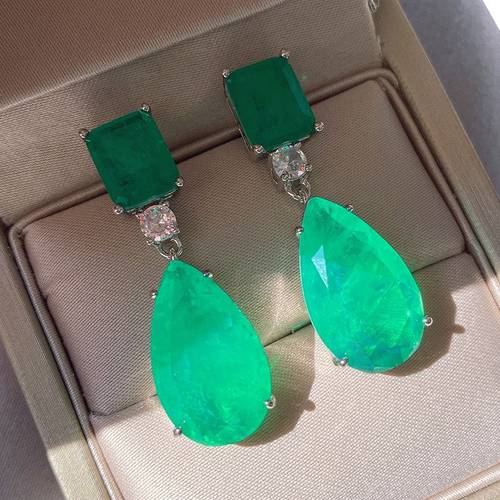 Green Water Drop Earrings